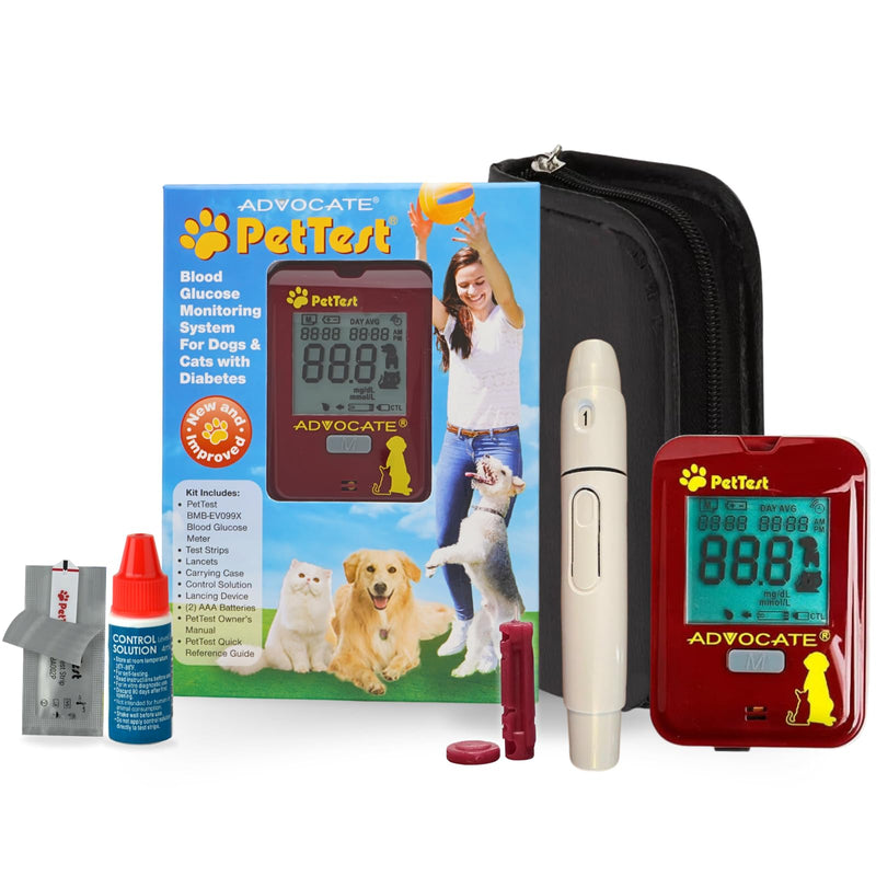PetTest Expert Glucose Monitoring Kit for Dogs & Cats, Diabetic Pet Blood Sugar Check Gear, Includes Classic Meter, 25 Test Strips, Lancing Device, 25 Lancets, Soft Carrying Case, and More Classic Meter Expert Kit