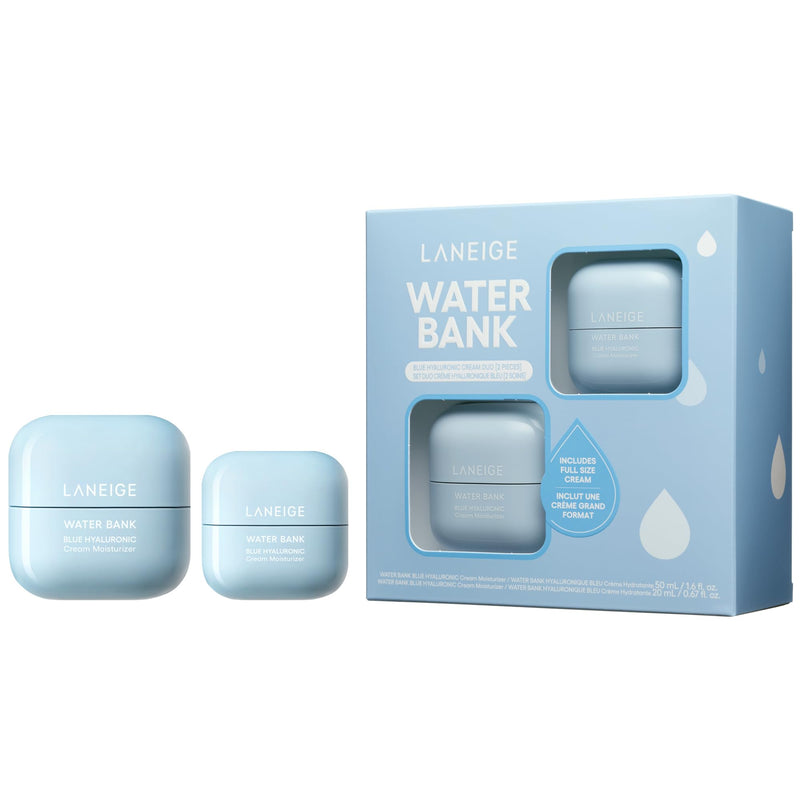[Australia] - LANEIGE Water Bank Blue Hyaluronic Moisturizer: Barrier-Boosting Hydration, Squalane, Ceramide, Dermatologist-tested New Water Bank Duo Cream Set 