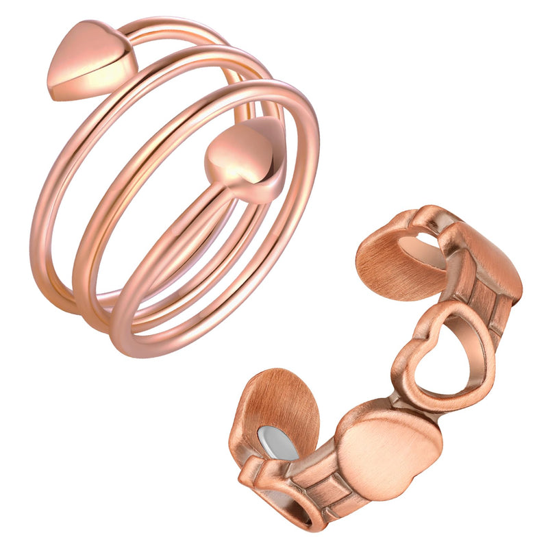 [Australia] - Feraco 2PCS Copper Rings for Women,99.99% Pure Copper Magnetic Thumb Ring with Magnet,Lymphatic Jewelry Gifts for Womens W-copper 