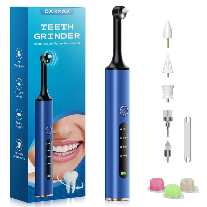 [Australia] - Tooth Polisher, Rechargeable Teeth Polishing Kit for Teeth Whitening, Tooth Polisher for Tartar Stain Removal, Teeth Cleaner Tools for Home Use with 3 Polish Paste and 5 Brush Heads, LED Light 
