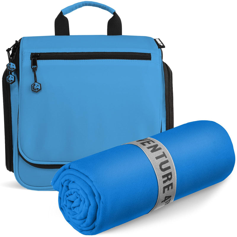VENTURE 4TH Travel Toiletry Bag & Quick Dry Towel Set - Ideal Travel Bundle for Camping, Hiking, Backpacking and Business Trips - Size XL Travel Towel