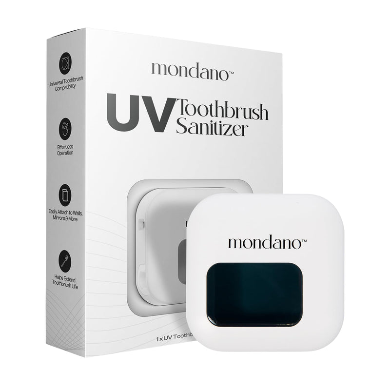 [Australia] - Mondano UV-C Toothbrush Sanitizer and Holder, Toothbrush Case - Manual/Electric Toothbrush Cover for Any Toothbrush Head - Rechargeable Toothbrush Travel Case, Tooth Brush Cover Cap for Home Frost White 