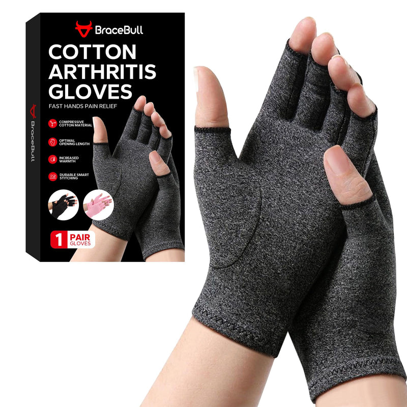 [Australia] - Fingerless Compression Gloves (1 Pair), Cotton Arthritis Gloves Women Men, Arthritis Pain Relief Gloves, Hand Compression Gloves Arthritis for Carpal Tunnel, Rheumatoid, Tendonitis Medium Grey 