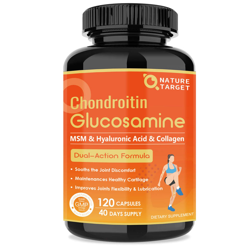 [Australia] - NATURE TARGET Glucosamine Chondroitin Joint Support Supplement - Plus MSM, Collagen, Turmeric, Shellfish Free, Supports Joint, Knees, Cartilage, for Men & Women, 120 Caps 120 Count (Pack of 1) 