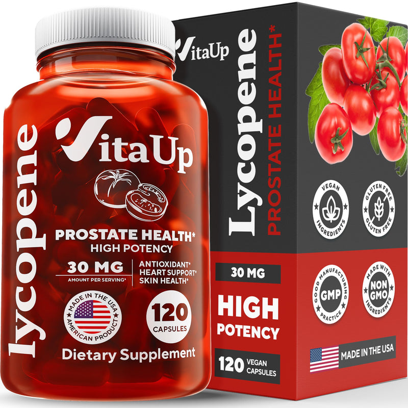 [Australia] - Lycopene Supplement - USA Made Lycopene 30mg - Vegan Lycopene Powder Capsules - Prostate Support Supplement for Men's Health - Lycopene Supplements for Heart Health & Immune Support - 120 Count 120 Count (Pack of 1) 