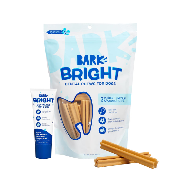 [Australia] - Barkbox Bright Original Dog Dental Kit, 30 Teeth Cleaning Chew Sticks & Toothpaste - Medium Breeds 
