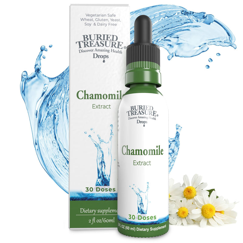 [Australia] - Buried Treasure Chamomile Drops 10x Extract – German Chamomile Tea Drops, No Sugar Added – Sleep and Relax Supplement – Herbal Chamomile Tea for Calm and Restful Nights – Apigenin 30 servings 
