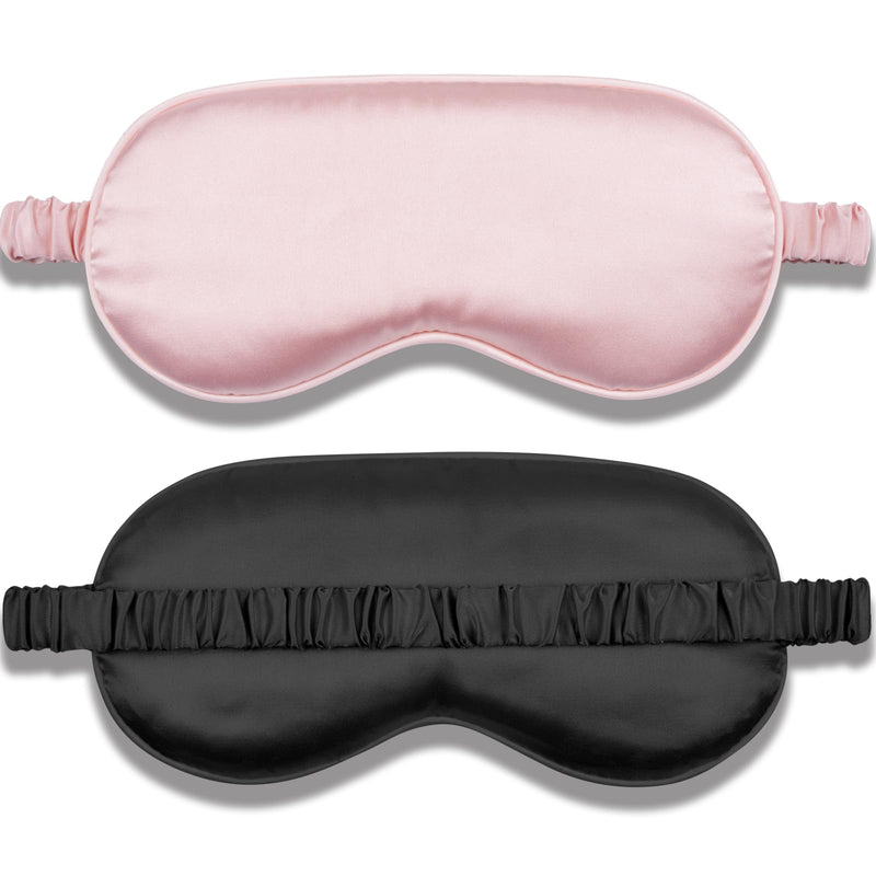 [Australia] - Sleep Mask 2 Pack, Soft Blackout Eye Mask for Women Men, Eye Sleep Shade Cover for Back and Side Sleeper, Sleeping Mask Night Blindfold for Night Sleep, Travel, Nap (Pink, Black) 