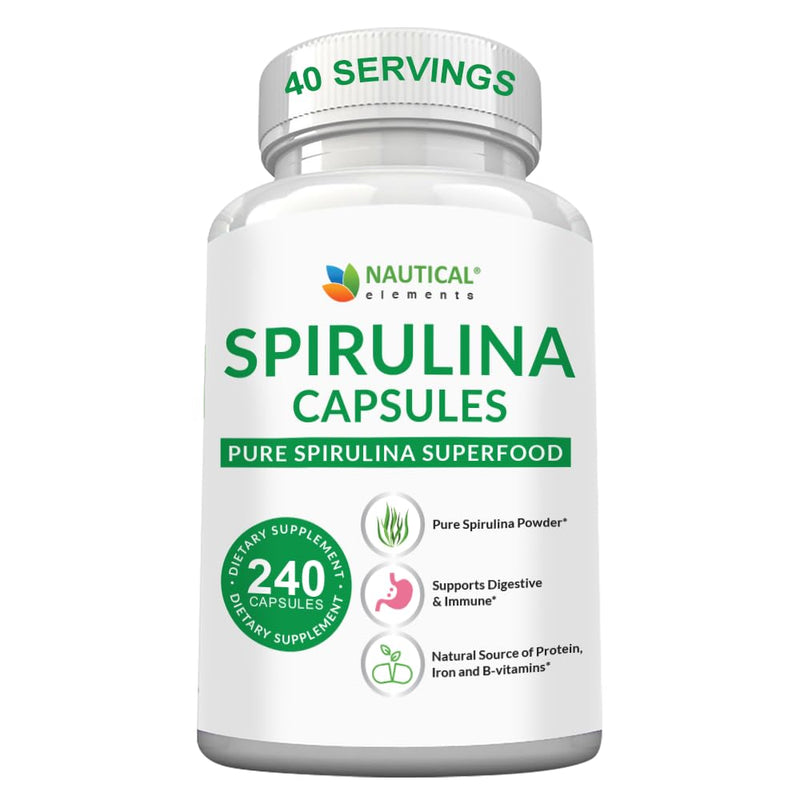 [Australia] - Spirulina Capsules 3000mg - 40 Servings Of Organic Spirulina Capsules - Rich in Protein, Antioxidants & Vitamins - 240 Organic Spirulina Powder Capsules - Supports Immune & Cardiovascular Health 240 Count (Pack of 1) 