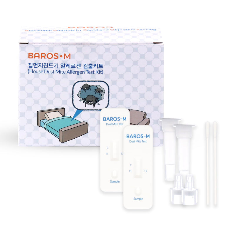 BAROS-M House Dust Mite Allergen Test Kit - (2 Tests) Results Within 10 Minutes, No Lab Fee Required, Rapid Allergen Monitor for Early Detection.