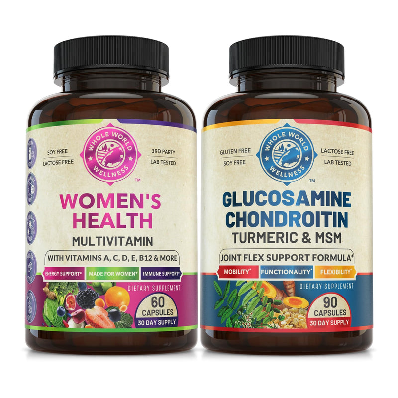 Womens Daily Multivitamins & Advanced Joint Support Bundle (One Bottle Each). Collectively Supports Holistic Wellness, Boosted Energy, and Joint Health. USA Made.
