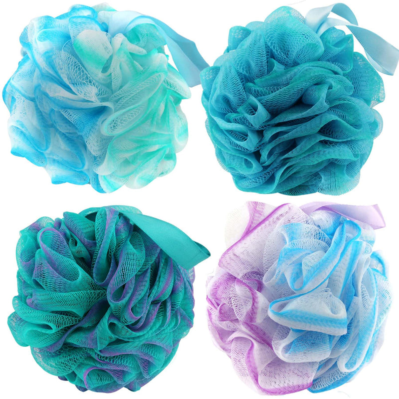 [Australia] - Chuya Bath Sponges Loofahs 70 Grams Large Size，4 pack Shower Sponge Exfoliating Cleaning Bath Loofa Body Scrubber Balls for Women Men Children Washing Mixed Color 1 Count (Pack of 4) 