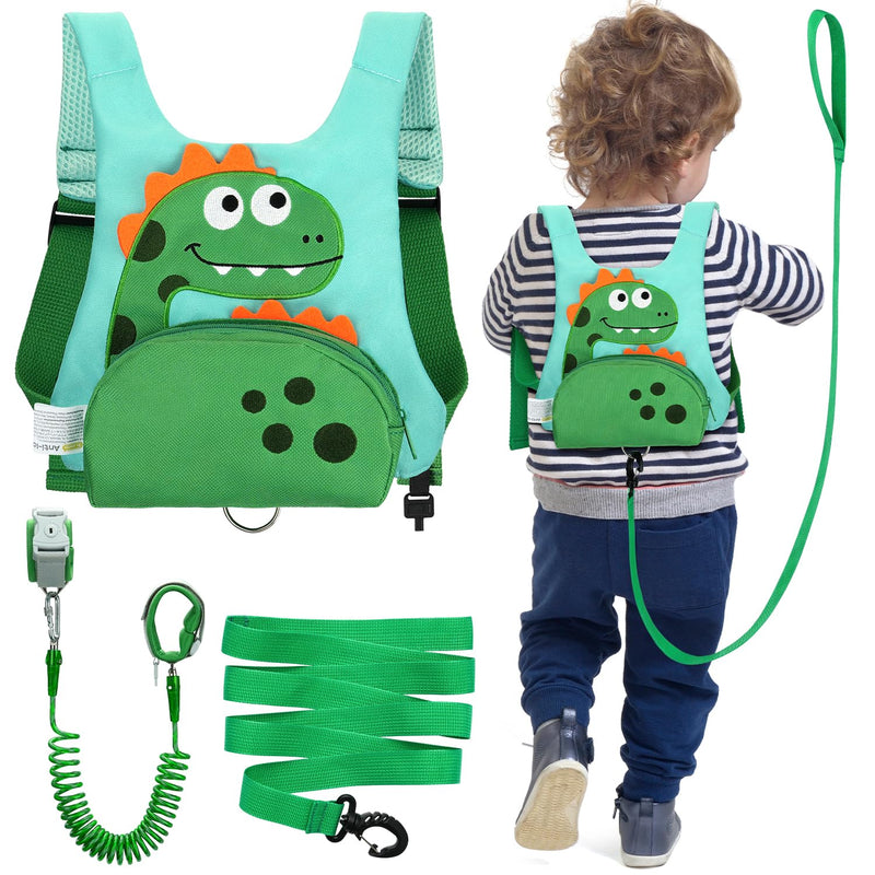 [Australia] - Dr.meter 3 in 1 Toddler Harness Leash + 8.2ft Anti Lost Wrist Link, Cute Dinosaur Kids Safety Harness Tether with Key Lock, Child Protective Leashes While Walking for Outdoor Activity Keep Kids Close 