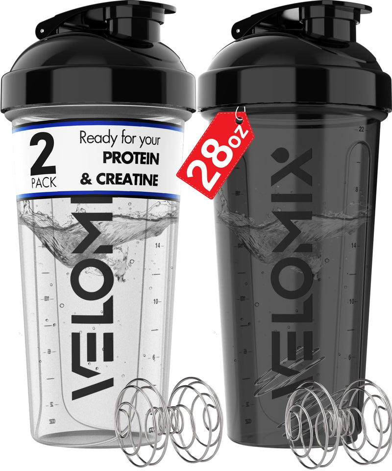 [Australia] - -2 Pack- 28 oz Protein Shaker Bottles for Protein Mixes - 2x Wire Whisk | Leak Proof Shaker Cups for Protein Shakes | Protein Shaker Bottle Pack | Shakers for Protein Shakes 