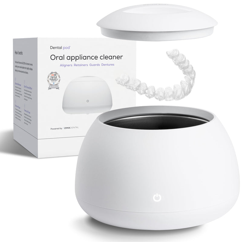 [Australia] - Zima Dental Pod: Ultrasonic Retainer Cleaner. The Original Retainer Cleaner Machine, Aligner Cleaner, Nightguard Cleaner, Mouthguard Cleaner, Denture Cleaner. Ultrasonic Cleaner For Oral Dental Care Arctic White 