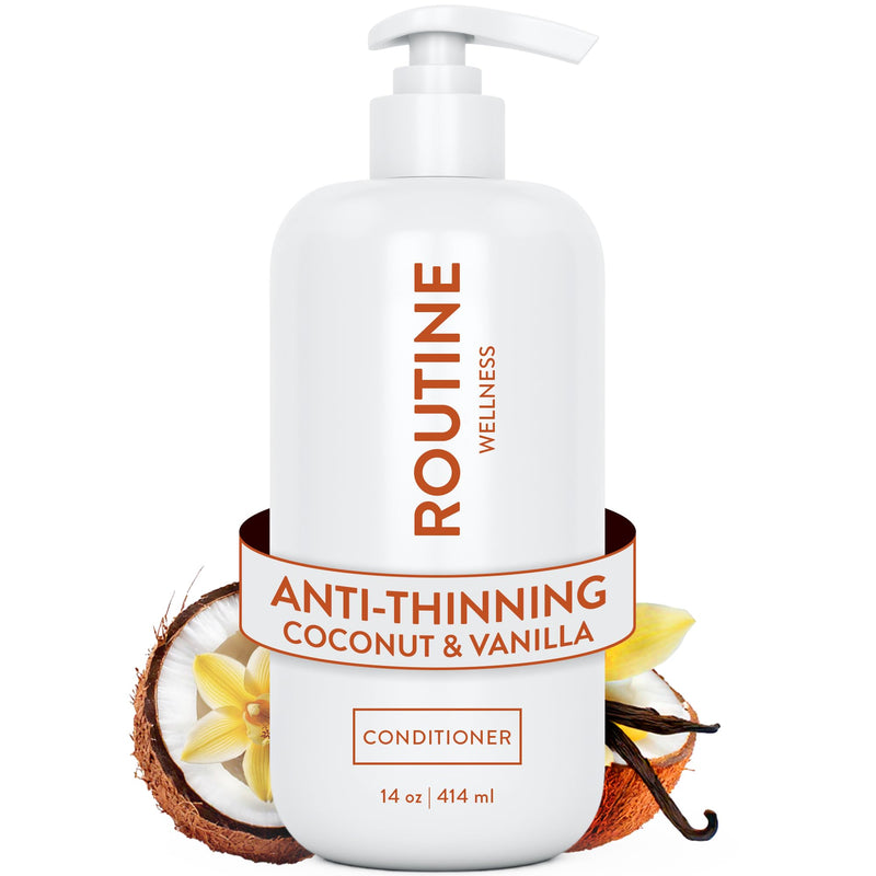 Routine Wellness Anti-Thinning Deep Conditioner - Coconut & Vanilla | Clinically tested conditioner for thinning hair with biotin, pea peptides, saw palmetto oil, color safe, sulfate free