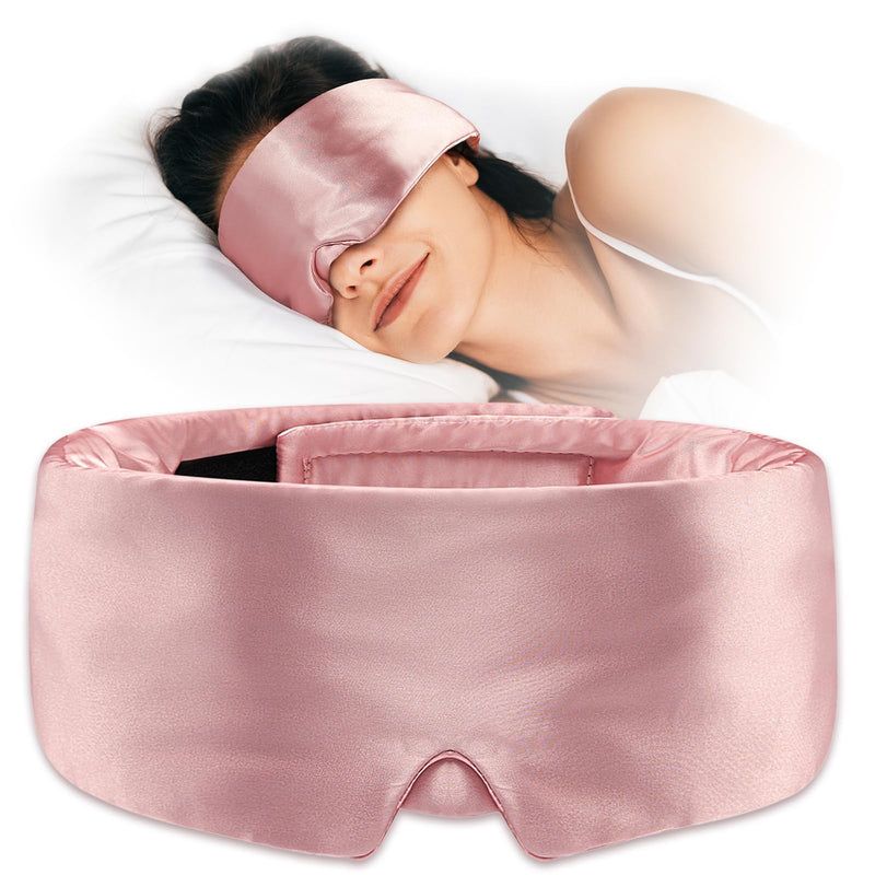 [Australia] - Umisleep Soft Sleep Mask, Blackout Eye Mask for Side Sleepers, Women Men Sleeping Mask, Anti-Wrinkle & Softer Than Real Mulberry Silk Eye Cover, Satin Blindfold with Adjustable Band, Pink 