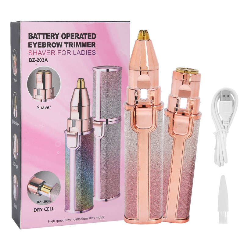 [Australia] - Rechargeable Facial Hair Removal Eyebrow Trimmer 2 in 1, Portable Epilators Hair Removal with Built-in LED Light, Painless Hair Removal Device for Face Eyebrows Lips Chin Body 