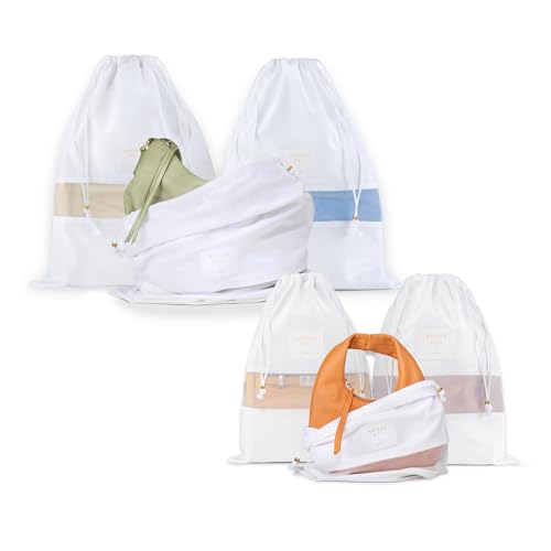 Luxury Organice Cotton Dust Bags For Handbags - 6 Pack (Small-Med) - Handbag, Purse and Shoe Storage - Certified Carbon Neutral