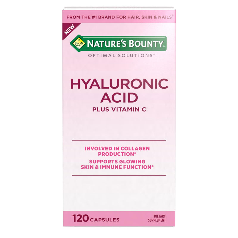 [Australia] - Nature's Bounty Optimal Solutions Hyaluronic Acid, Supports Glowing Skin and Immune function, with Vitamin C, 120 Capsules 
