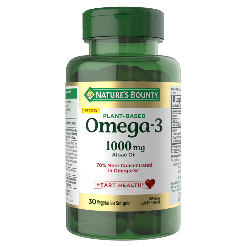 [Australia] - Nature's Bounty Omega 3, Plant-Based Omega 3 Fatty Acid Supplement, 520mg, Supports Whole Body Health Including Heart, Skin, Joint, 30 Vegetarian Softgels, Fish Oil Alternative 30 Count (Pack of 1) 