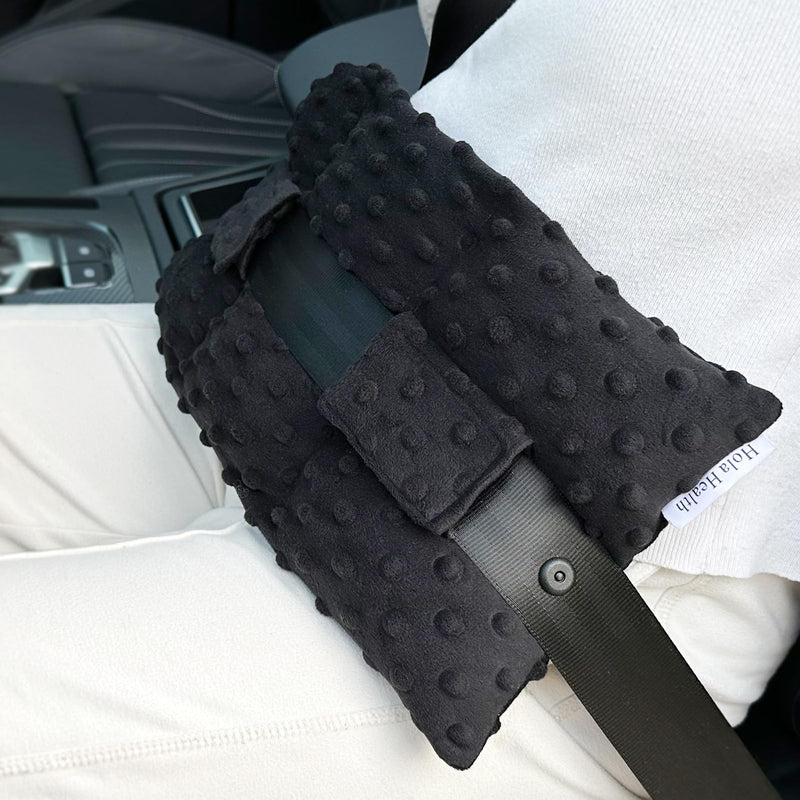 [Australia] - Ostomy Seat Belt Protector Stoma Seatbelt Pillow Ostomy Bag Covers Colostomy Pouch Supplies Post Surgery Recovery for Women Men Minky Dot Black 