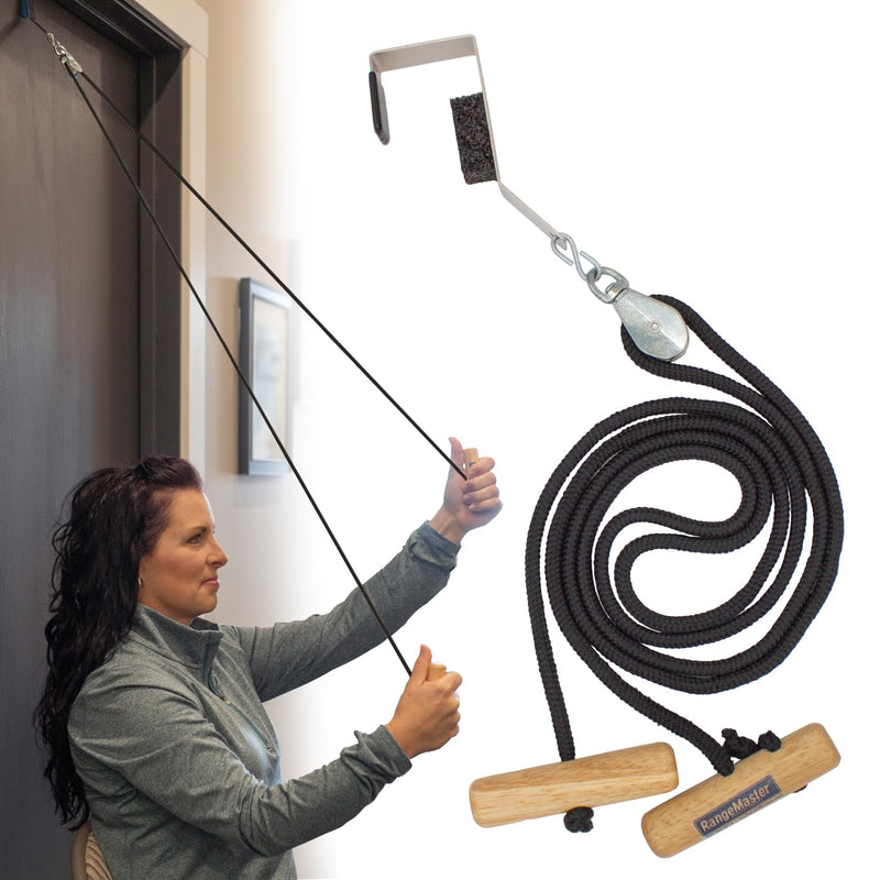 [Australia] - RangeMaster EconoRanger Shoulder Pulley for Over The Door Physical Therapy | Arm Rehab, Rotator Cuff and Surgery Recovery, Pulleys to Alleviate Shoulder Pain | Metal Bracket Door Attachment (Black) Black 