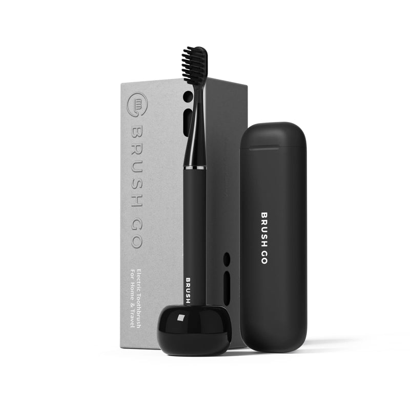 MIPOW Slim Pro i4 Electric Toothbrush Rechargeable Smart Ultra Sonic 3 Modes Magnetic Travel Case &Ceramic Dock, 60Day Long Battery Soft Bristles 2Heads IPX7 Waterproof,Color-(Black) Black