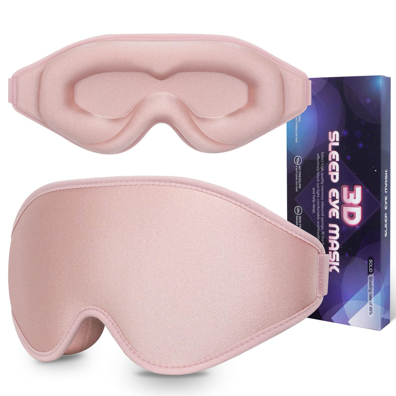 [Australia] - Sleep Mask 3D Eye Mask for Sleeping 100% Light Blocking Eye Covers with Adjustable Strap Night Blindfold for Women Memory Foam Pink 