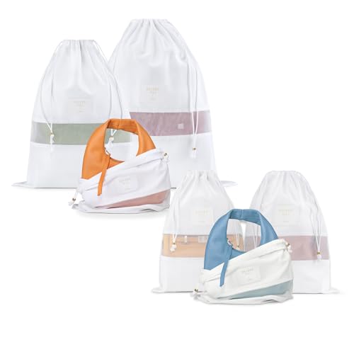 Luxury Organic Cotton Dust Bags For Handbags - 6 Pack Mixed Sizes - Handbag, Purse and Shoe Storage - Certified Carbon Neutral
