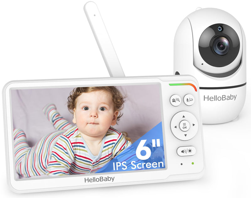 [Australia] - HelloBaby Baby Monitor 6" World First IPS Screen 30H Battery, Secure No WiFi, Pan Tilt Video Camera with Night Vision, VOX, 2-Way Talk, 1000ft, Portable Video Audio Monitor Ideal for Mom, Elderly, Pet HB6560 