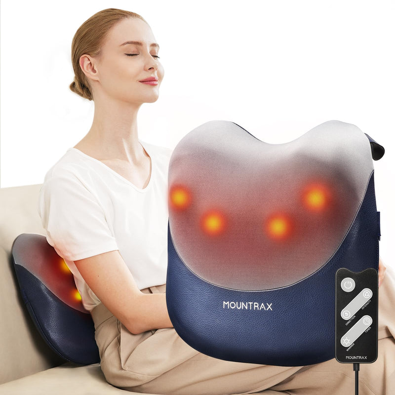 [Australia] - MOUNTRAX Shiatsu Back Massager with Heat, Gifts for Women Men, Back Massager for Pain Relief Deep Tissue, 3D Kneading Massage Pillow for Back 
