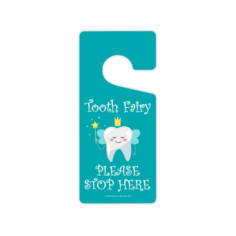[Australia] - Honey Dew Gifts, Tooth Fairy Please Stop Here, Door Hangers, Door Knob Hanger, Bedroom Door Decor, Baby Room Decor, Baby Boy Girl Nursery Decor, 4inch by 9 inch, HDG-1661 