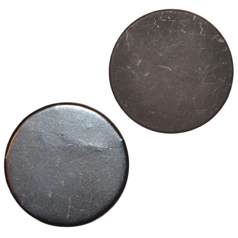 [Australia] - 2 pcs Shungite Stickers Set Round 30 mm Polished and Unpolished (1 of each) for Cell Phone Case Tablet Laptop Computer - Energy Shungite Stones Protection Plate with Carbon Fullerenes 30 mm / 1.18" (2 Pack) 
