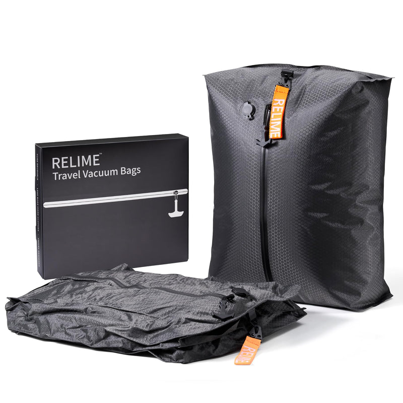 Relime Classic Series Vacuum Extra Bags for Travel Luggage(2 PC No Pump), Compression Bags for Carry On Suitcases and Backpack, Vacuum Seal Packing cube for Cloth Packing