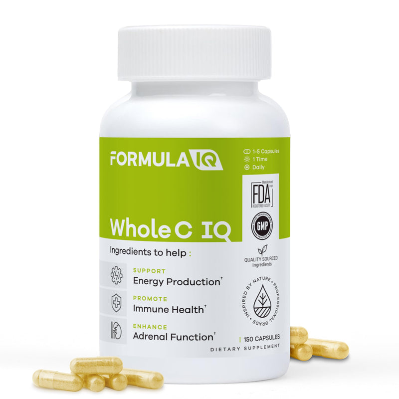 Formula IQ - Whole C IQ - Natural Vitamin C Supplements with Amla Fruit Extract - Iron, Energy, & Immune Support from Whole Food Sources - High Absorption Vitamin C Capsules - 90 Capsules