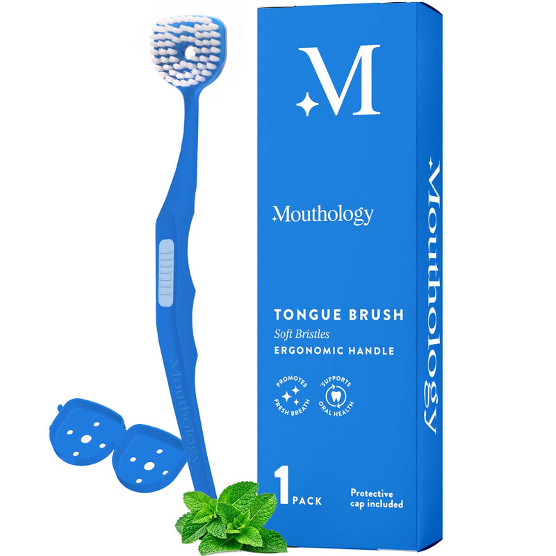 [Australia] - Soft Bristle Tongue Brush for Adults (1 Pack), Reduce Bad Breath & Improve Oral Hygiene, Tongue Scraper Brush Ergonomic Handle & Protective Cap, Tongue Cleaner for Adults, Tongue Scraper for Adults 1 pack 
