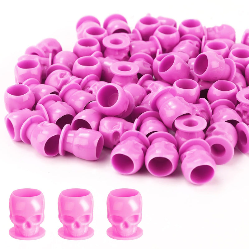 [Australia] - Tattoo Ink Caps Disposable Skull Tattoo Ink Cups Plastic Ink Caps for Tattooing Makeup Pigment Ink Cups Tattoo Ink Holder Tattoo Supplies and Equipment, Tattoo Accessories (Pink-50PCS) Pink-50PCS 