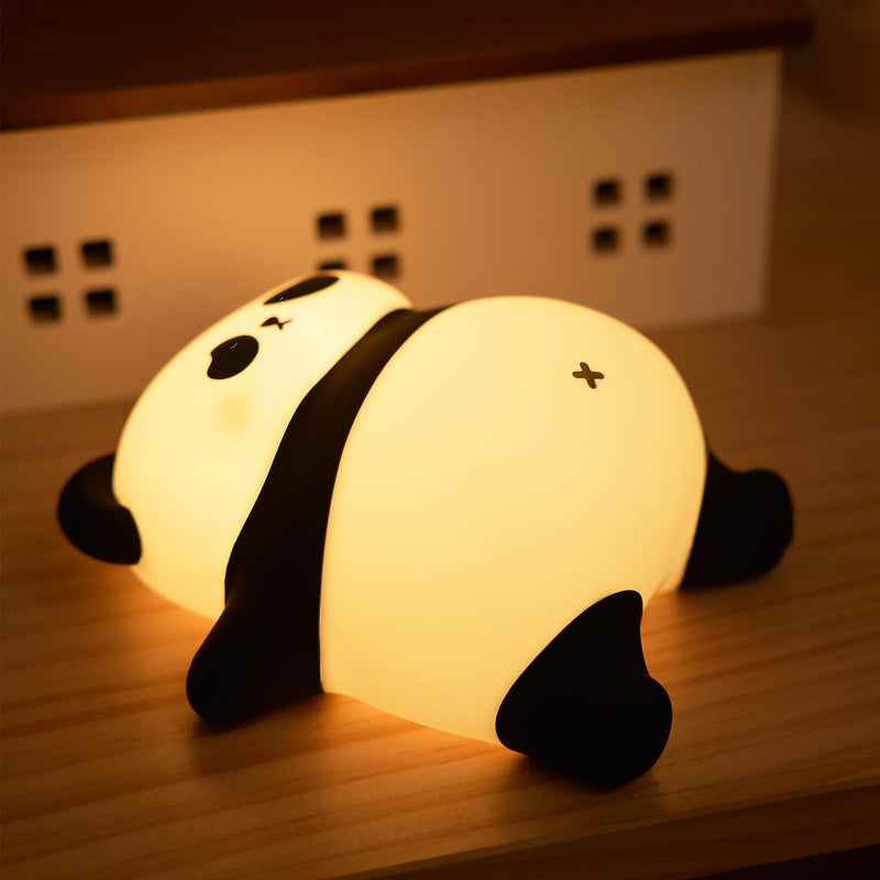 [Australia] - Rechargeable Cute Night Light for Kids Room with Timer, Food Grade Silicone Touch Night Light for Baby Nursery, Dimmable Cute Lamp for Bedrooms, Breastfeeding, Squishy Panda Night Light for Kids 1 Panda Lamp[TAP CONTROL] 