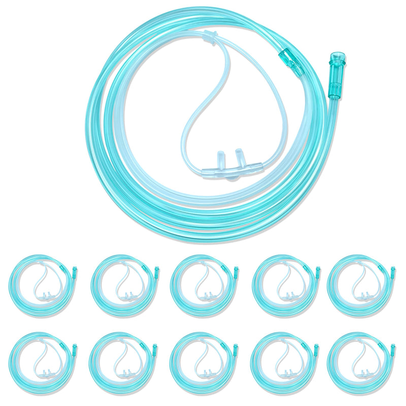 [Australia] - 10 Pack High-Flow Soft Nasal Oxygen Cannula, Standard Connector 7 Ft, Green Tubing and Each Individual Packing 