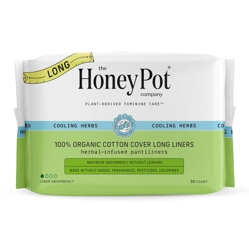 [Australia] - The Honey Pot Company - Herbal Panty Liners for Women - Long Panty Liners - Infused w/Essential Oils for Cooling Effect & Organic Cotton Cover - Feminine Care - FSA & HSA Eligible - 30 ct Long Liners 