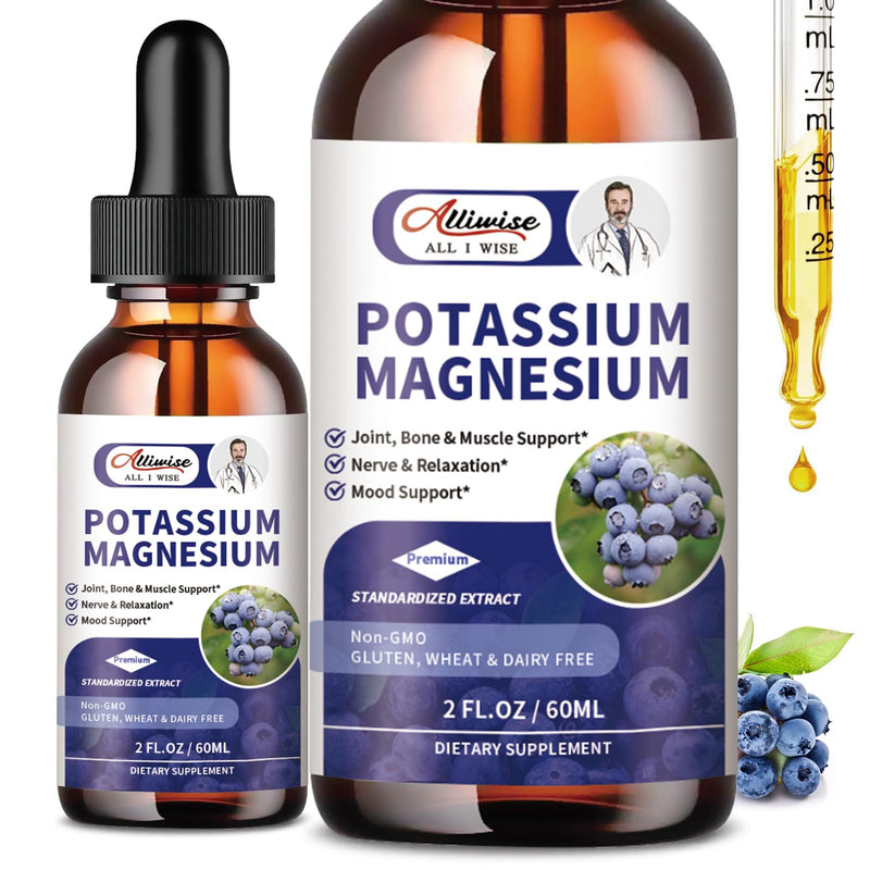 [Australia] - 2 Pack Potassium Magnesium Supplement Liquid - High Absorption Calm Magnesium Complex 500mg & Potassium 99mg Plus Calcium, Vitamin D3, Zinc for Leg Cramps & Bone & Energy & Immune Support - 4 Fl oz 