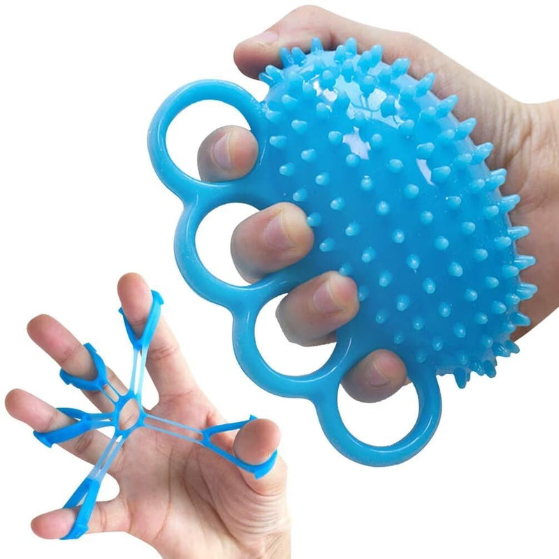 [Australia] - Finger Exerciser Training Ball Hand Grip Strengthener Trainer Squeeze Balls, Finger and Wrist Physical Therapy for Elderly Stroke Recovery, Anxiety Stress Relief, Arthritis, Carpal Tunnel, Massage Blue-2 