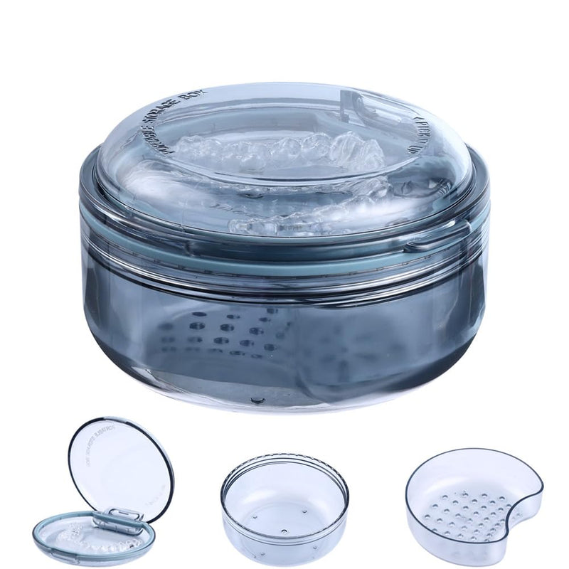 Retainer Case,2 In 1 multifunctional Retainer Case,Slim Retainer Case,Orthodontic Retainer Cleaning Case for Retainers, Aligners, Night-Guard/Mouth-Guard blue