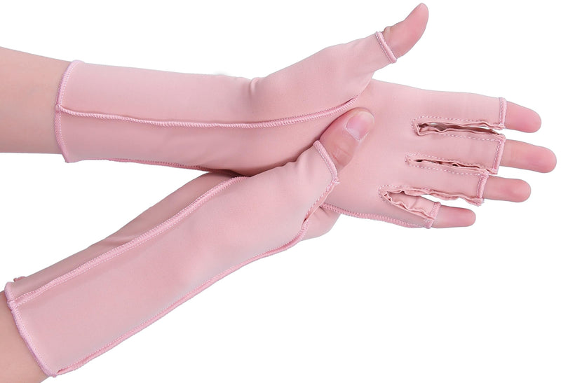 [Australia] - Compression Arthritis Gloves, Rheumatoid Pain Relief Compression Gloves for Women & Men, Premium Fingerless Circulation Gloves for Arthritis & Joint Pain, Swelling, Tendonitis, 1 Pair Pink M Medium Fits Most 7.5" - 8.5" 