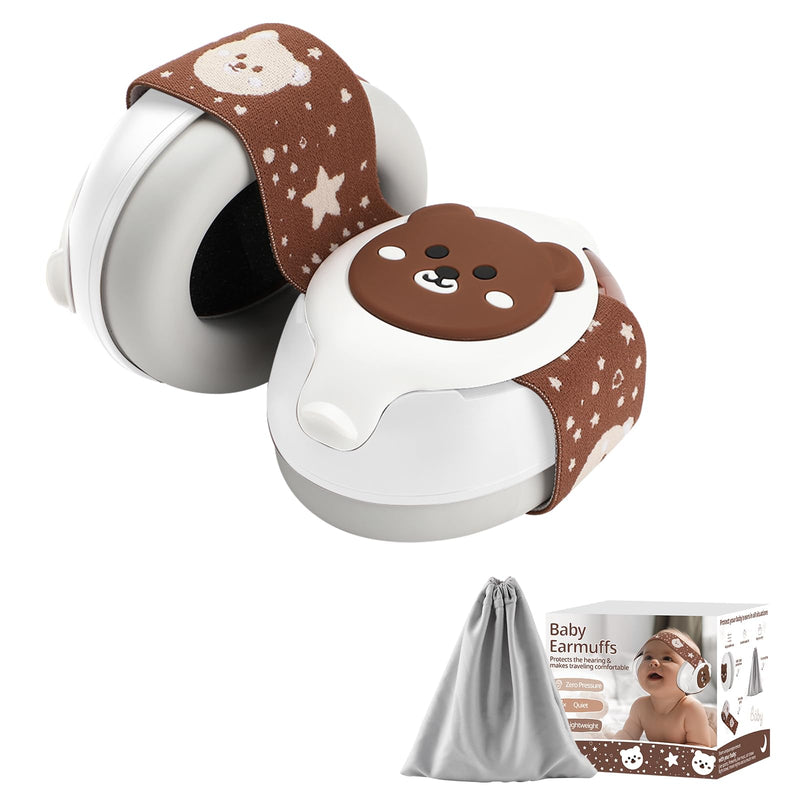 [Australia] - Baby Ear Muffs,25dB Infant Noise Cancelling Headphones for Babies 0-36 Months with Adjustable Headband Infant Ear Protection,Ideal Baby Travel Essentials for Outdoor,Sleep,Airplane & Music Festivals Brown 