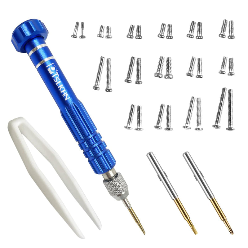 [Australia] - PTSLKHN Eye Glass Repairing Kit, Eyeglass Screwdriver with Screws, Small Precision Screwdriver and 15 Types Eyeglass Screws Blue With Screws 