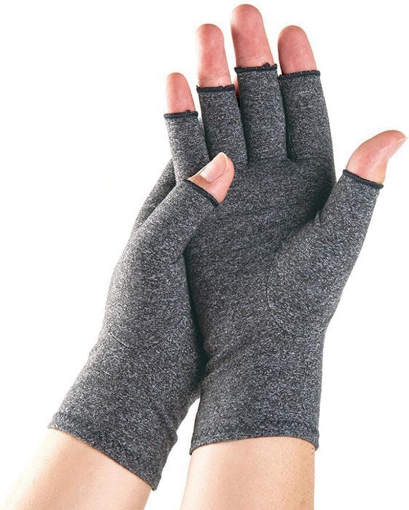 [Australia] - Premium Bamboo Gloves, One Compres Bamboo Arthritis Gloves,Compres Gloves for Women Men,Fingerless Design, Breathable Fabric Medium Gray 