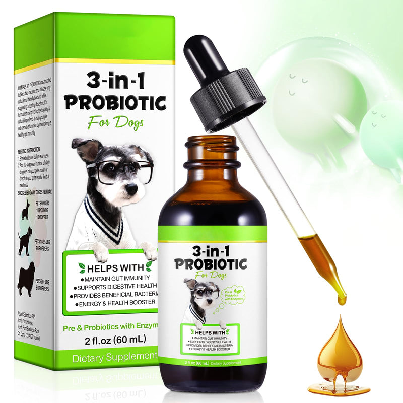 Probiotics for Dogs，3-in-1 Dog Probiotics，Dog Probiotics for Digestive Support, Dog Probiotic Supplements，Pet Probiotics for Dogs， Liquid Probiotics for Dogs | 2 Oz - PawsPlanet Australia