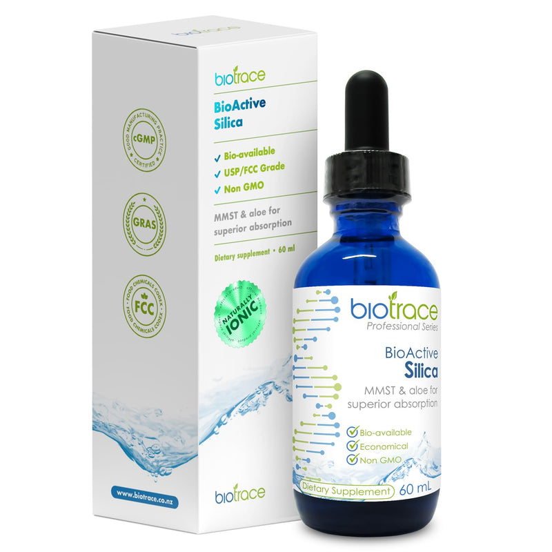 [Australia] - Biotrace BioActive Silica Drops | Liquid Mineral Concentrate for Healthy Hair, Skin, Nails and Collagen Production | Helps Manage Calcium, Joint and Bone Function | 2.02 Fl Oz 
